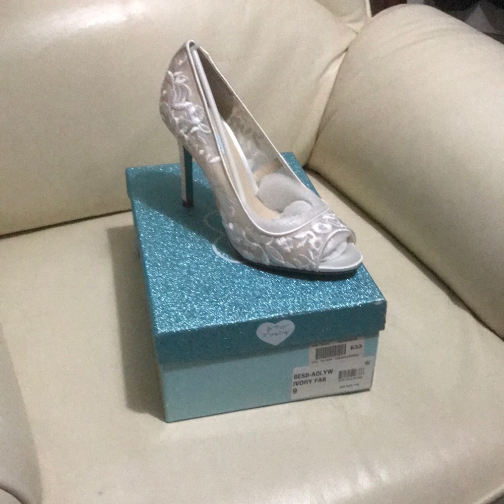 Betsy Johnson/ModCloth sheer floral peeptoed heels